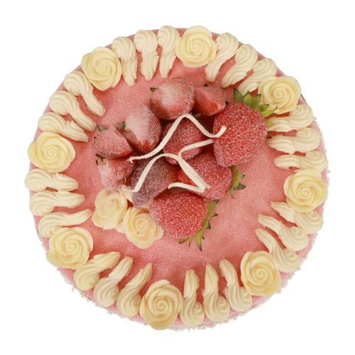 Floristik24 Chupete de comida, tarta artificial crema de fresa Ø23cm H9,5cm
