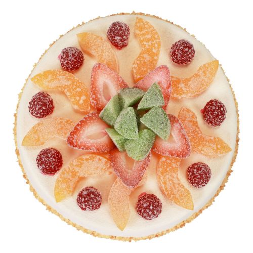 Floristik24 Chupete de comida, pastel artificial con frutas Ø23cm H8,5cm