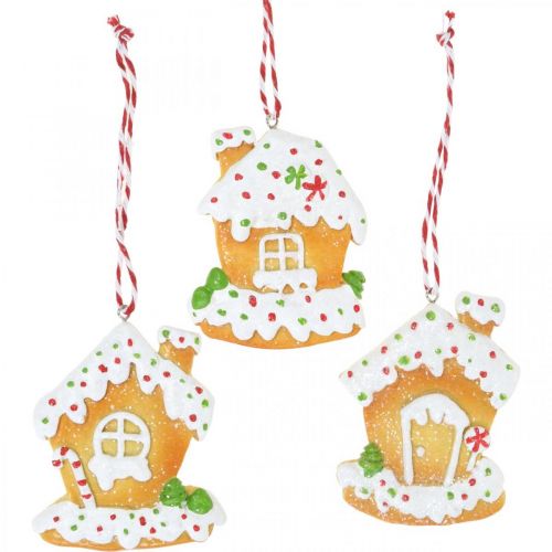 Artículo Casa crujiente decoraciones para árboles de Navidad casa de pan de jengibre Al.9cm 3 piezas