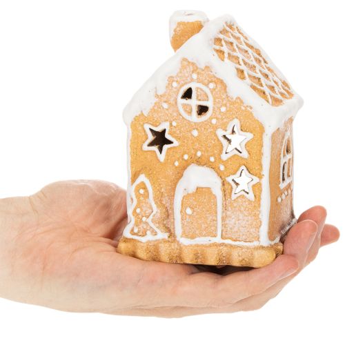 Portavelas con forma de casa de jengibre, ideal para colocar de pie o decorar, 13 cm. | Floristik24.es