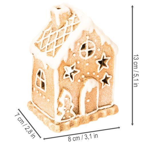 Portavelas con forma de casa de jengibre, ideal para colocar de pie o decorar, 13 cm. | Floristik24.es