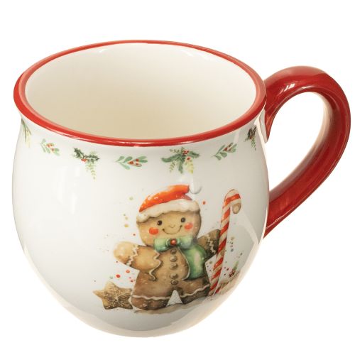 Taza de cerámica navideña con forma de hombre de jengibre de 9,5 cm de alto.