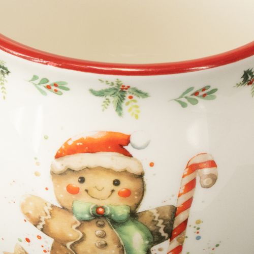 Artículo Taza de cerámica navideña con forma de hombre de jengibre de 9,5 cm de alto.