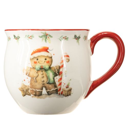 Artículo Taza de cerámica navideña con forma de hombre de jengibre de 9,5 cm de alto.