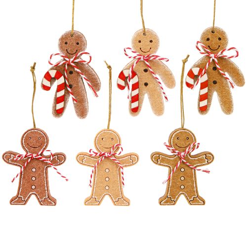 Adorno de hombrecito de jengibre para colgar en madera (8 cm, 12 unidades)