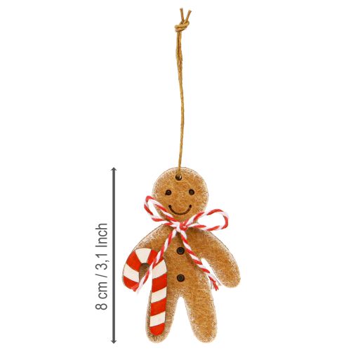 Artículo Adorno de hombrecito de jengibre para colgar en madera (8 cm, 12 unidades)