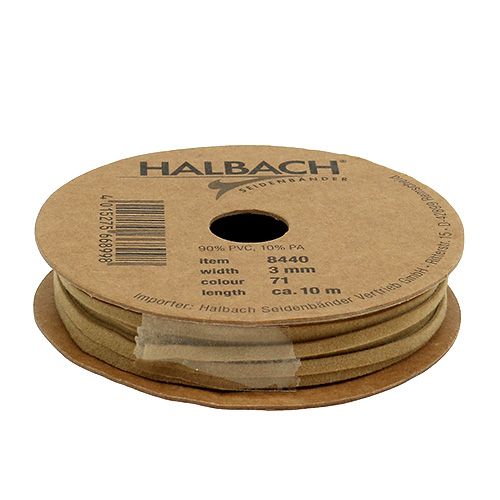 Floristik24 Correa de cuero marrón claro mate 3mm 10m