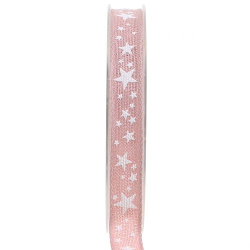 Floristik24 Cinta de yute con motivo estrella rosa 15mm 15m