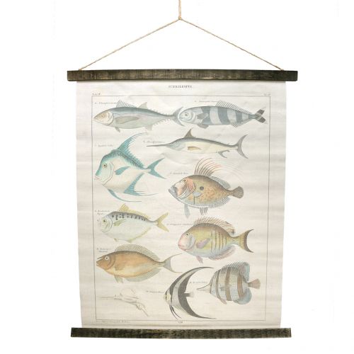 Pergamino decorativo de lino con pez 60cm x 72cm