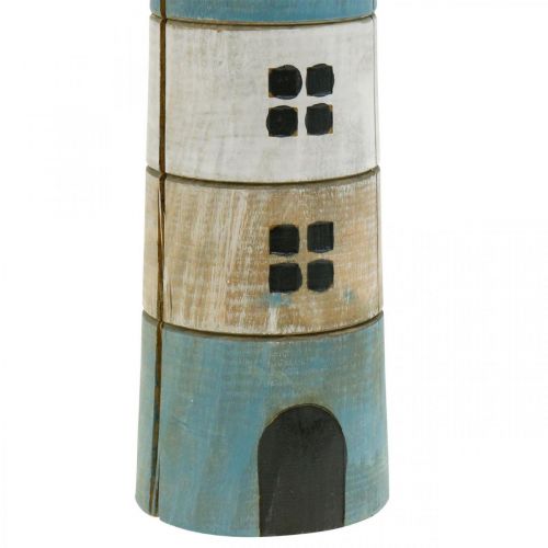 Floristik24 Decoración marítima, faro de madera, decoración marina, faro decorativo azul H31cm