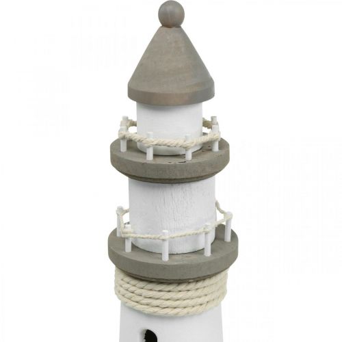 Artículo Faro decoración de madera blanco marítimo, marrón Ø12cm H48cm