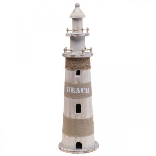 Floristik24 Decoración de madera de faro blanca, decoración marítima natural Al. 44 cm