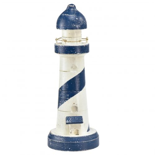 Artículo Decoración de mesa Faro Marítimo azul blanco Ø10,5cm H28,5cm