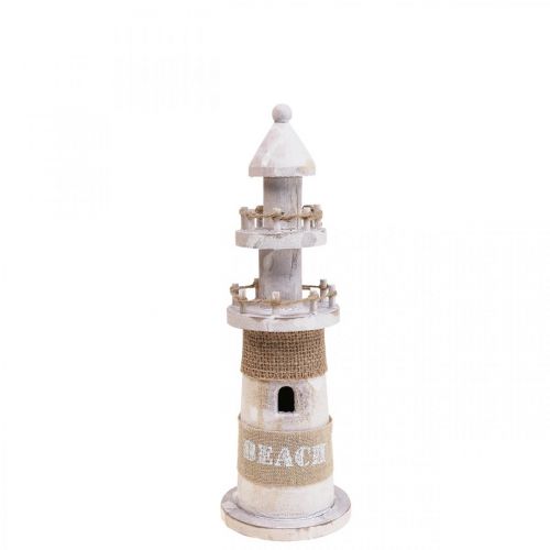 Floristik24 Faro de madera Marine Wood Deco White H25cm