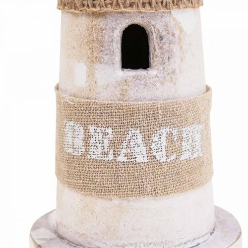 Floristik24 Faro de madera Marine Wood Deco White H25cm