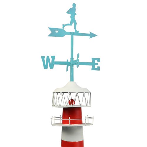 Floristik24 Faro rojo blanco con veleta 90cm