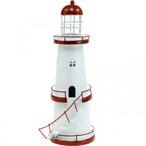 Floristik24 Faro rojo decoración marítima metal decoración de verano