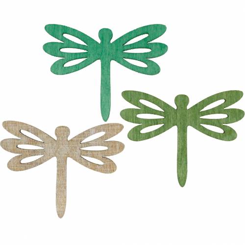 Libélulas para esparcir, decoración de verano de madera, decoración de mesa verde 48 piezas