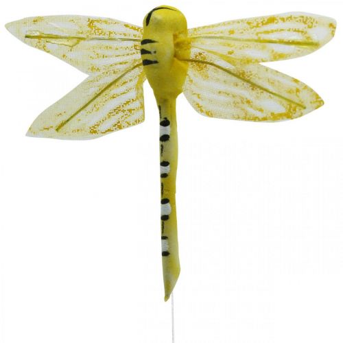 Artículo Decoración de verano, libélulas en un alambre, insectos decorativos amarillo, verde, azul L10,5cm 6 piezas