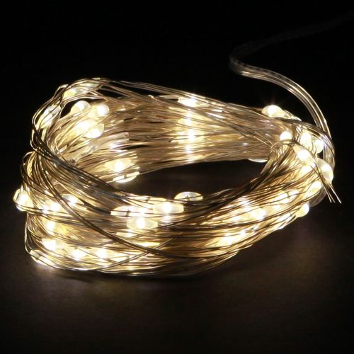 Floristik24 Luces de hadas 50 micro LED blanco cálido temporizador para batería 6 piezas