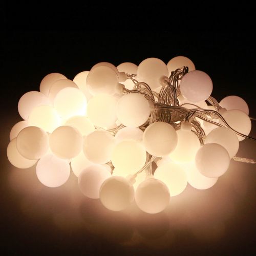 Floristik24 Guirnalda de luces bolas temporizador 60 LED blanco cálido interior exterior 9m