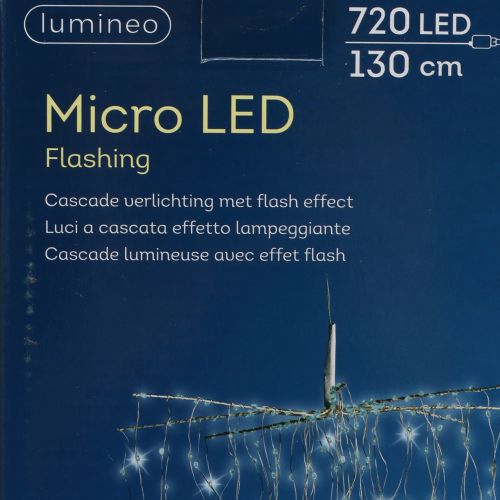 Artículo Cascada de luz Micro-LED blanco frío 720 H130cm