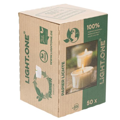 Artículo Velas de té en funda de papel para ocasiones festivas y momentos de ambiente Light One 4cm 50uds