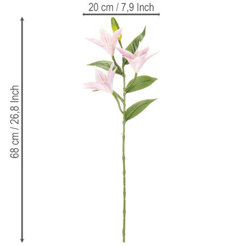 Lirio artificial, flor de tallo, decoración, 68 cm, 3 piezas | Floristik24.es