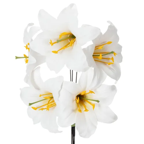 Lirio artificial, blanco, con alambre, tamaño mediano, 35 cm, 5 unidades. comprar | Floristik24.es
