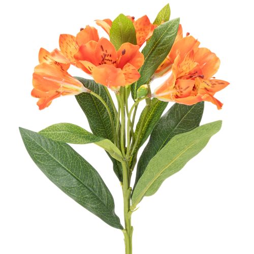 Flor artificial de alstroemeria naranja, decoración de ramo artificial, 75 cm, 3 piezas | Floristik24.es