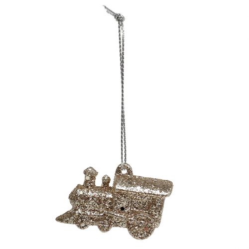 Floristik24 Locomotora 4cm champagne con purpurina 12uds