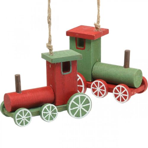 Artículo Locomotora adornos para árboles de Navidad madera rojo, verde 8.5 × 4 × 7cm 4pcs