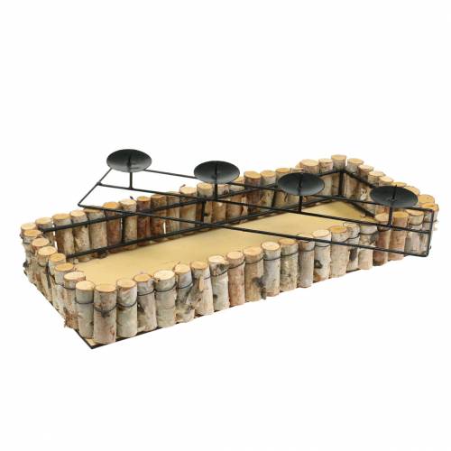 Floristik24 Bandeja para velas de Adviento con borde de abedul 44cm