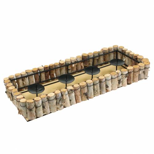 Floristik24 Bandeja para velas de Adviento con borde de abedul 44cm