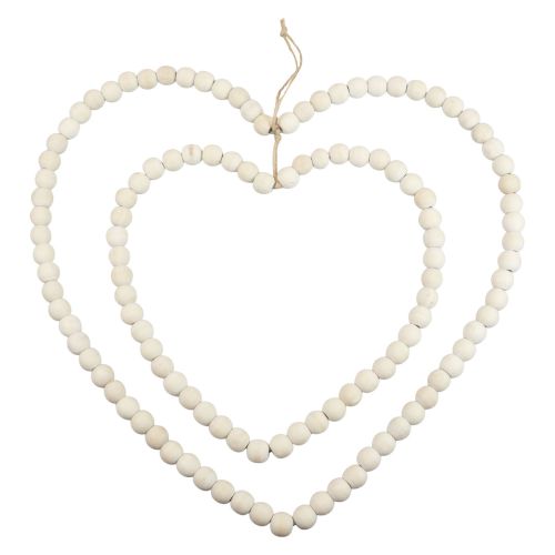 Floristik24 Anillo decorativo en forma de corazón hecho de cuentas de madera decoración colgante 38×40,5cm