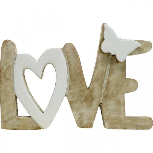 Floristik24 Decoración de mesa "Love", decoración de madera con corazón y mariposa natural, blanco L24cm H17.5cm