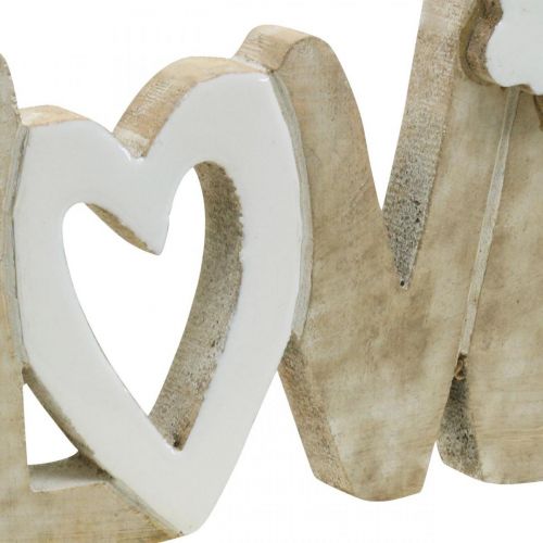 Decoración de mesa &quot;Love&quot;, decoración de madera con corazón y mariposa natural, blanco L24cm H17.5cm