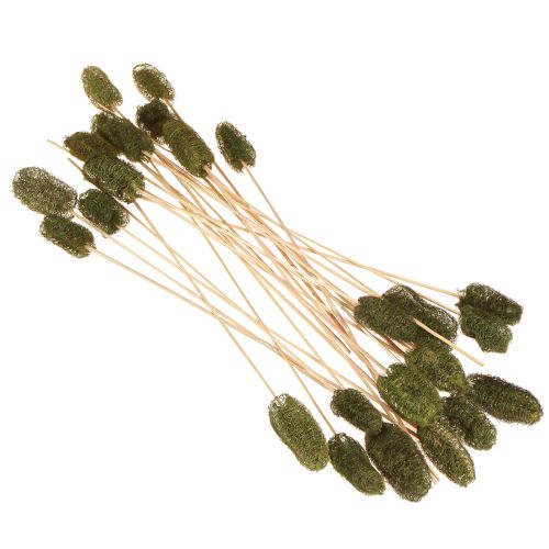 Artículo Esponja de luffa pequeña en palito, pepino verde oscuro, 5-7 cm, 25 unidades