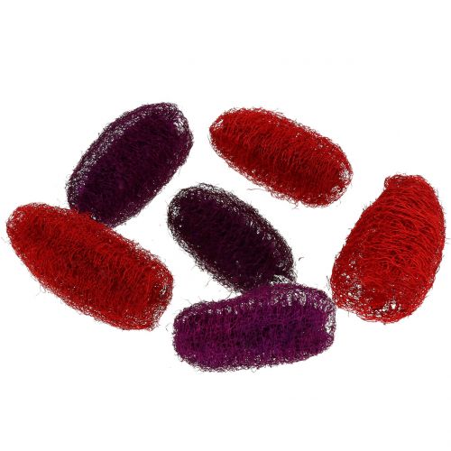 Floristik24 Loofah surtido violeta, rojo vino 9cm - 12cm 50 piezas