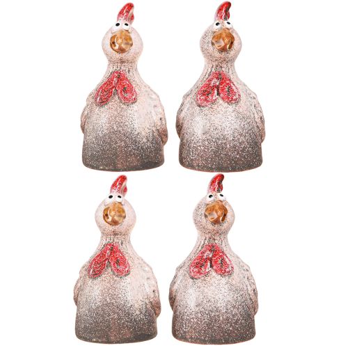 Artículo Divertida figura decorativa de cerámica gallina decorativa Pascua 10,5cm 4 piezas