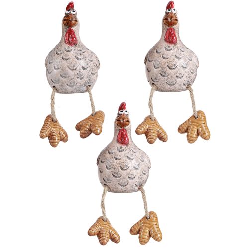 Floristik24 Taburete con borde decorativo de cerámica divertido pollo Pascua 9,5 cm 3 piezas