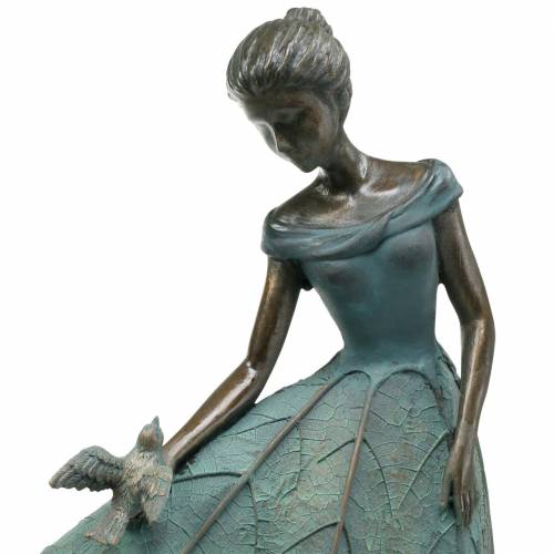 Floristik24 Figura de jardín niña con vestido de flores bronce/verde Al. 52,5 cm