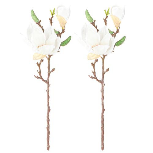 Artículo Capullos de flores artificiales de magnolia blanca, decoración de ramas, altura 40 cm, 2 unidades