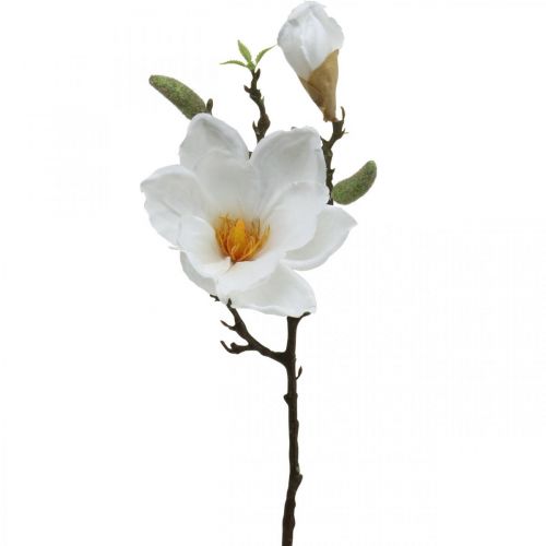 Artículo Flor artificial blanca de magnolia con capullos en una rama decorativa Al. 40 cm