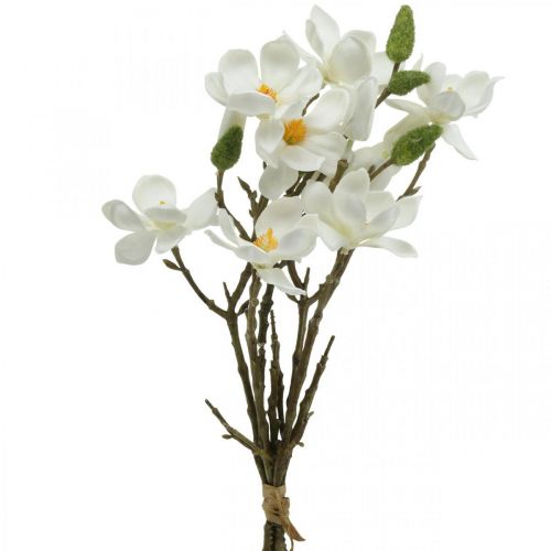 Floristik24 Ramas de magnolia artificial rama decorativa blanca H40cm 4 piezas en ramo