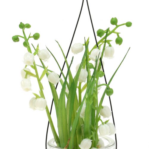 Floristik24 Lirios del valle en vidrio para colgar H22cm