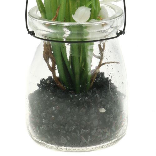 Floristik24 Lirios del valle en vidrio para colgar H22cm