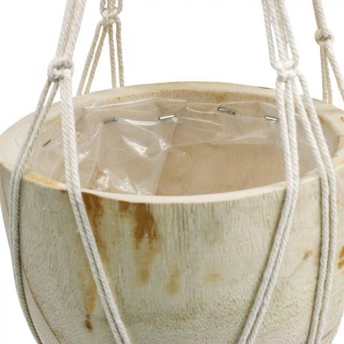 Artículo Cesta colgante de macramé macetero estilo boho madera Ø22cm