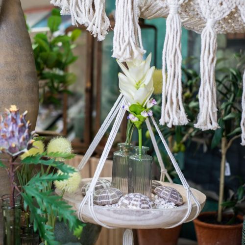 Artículo Cesta colgante de macramé cuenco decorativo estilo boho Ø23cm H90cm