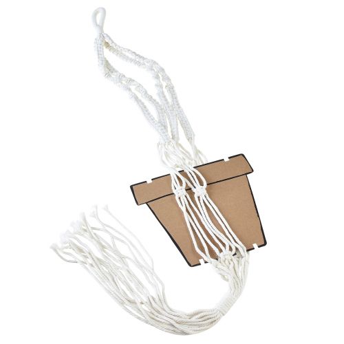 Artículo Cesta colgante de macramé para maceta Ø18–19cm crema Al.85cm